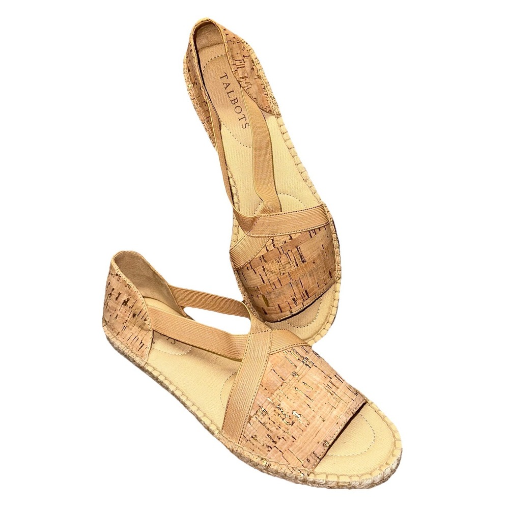 NWOB Talbots Ilyssa Elastic Cork Espadrille Flats Strappy Sandals Women's 9 $99‎